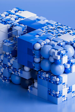 3D Floating Cube Geometric Structure