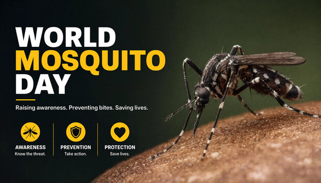 World mosquito day celebration with a close-up of a mosquito on a textured surface disease prevention vector control public health mosquito