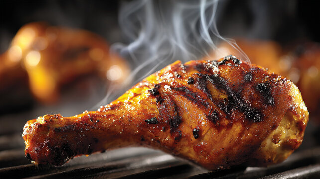 Smoky Grilled Chicken Drumstick with Crispy Skin