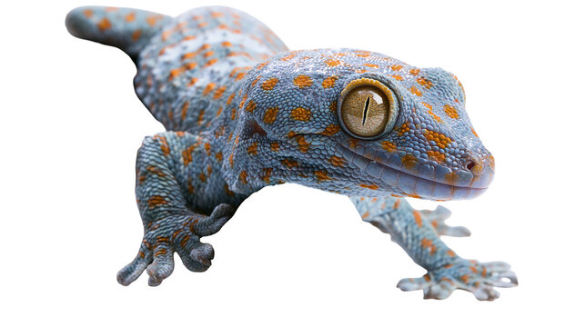 Tokay Gecko with Blue and Orange Spotted Skin