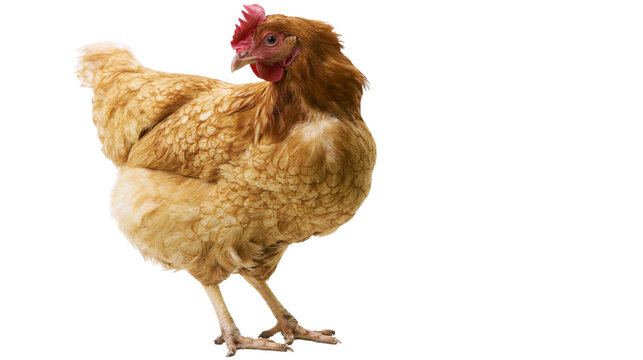 Brown hen with red comb and wattle standing