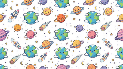 Cute Kawaii Space Pattern © Maliya