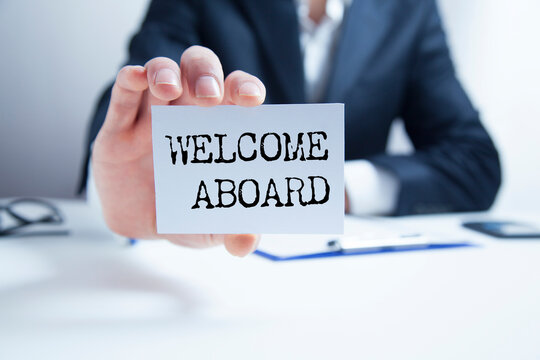 WELCOME ABOARD text on paper