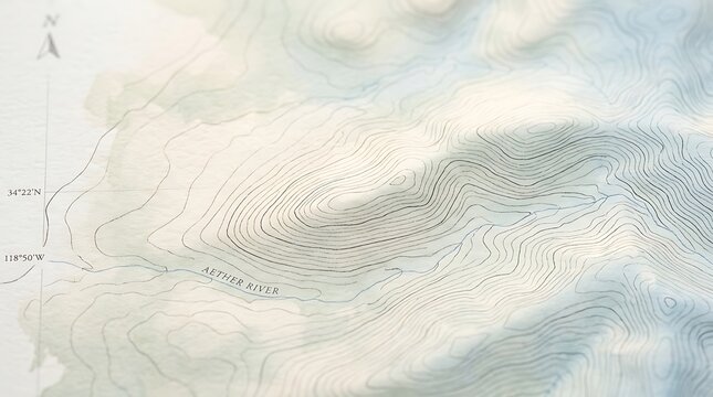 Topographic map showing contour lines of a mountainous landscape.