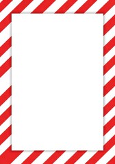 Fototapeta premium Festive Red and White Diagonal Striped Background with Blank White Vertical Frame for Christmas or Holiday Greeting Cards
