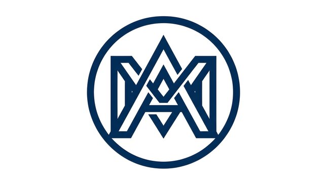 Modern circular MA monogram logo combining geometric symmetry with clean line art. Suitable for luxury brands, architecture firms, technology companies, creative agencies, and corporate branding.