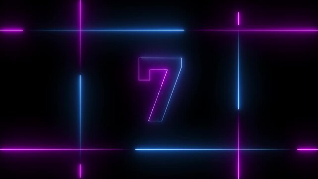 10 to  0 second modern digital countdown timer neon light style on black background, 40 seconds simple countdown timer. 40 second technology digital neon led light game timer animation.