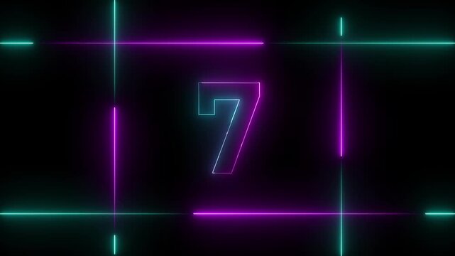10 to  0 second modern digital countdown timer neon light style on black background, 40 seconds simple countdown timer. 40 second technology digital neon led light game timer animation.