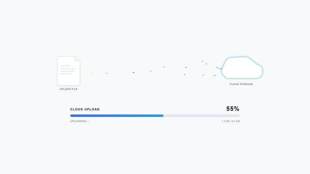 File upload progress bar animation for cloud data storage sync