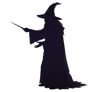 Witch Silhouette Casting Spell Transparent Background