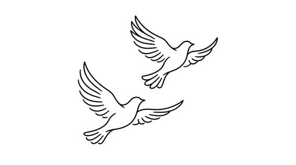 Obraz premium Two white birds flying in the sky on a white background