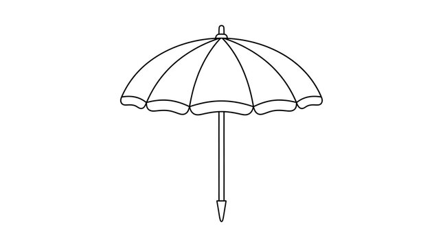 Simple line drawing of a beach umbrella on white background