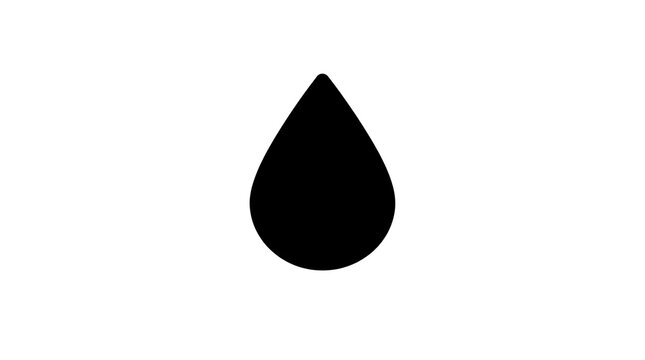 Black water droplet icon on white background
