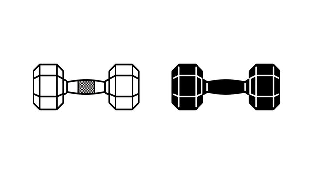 Black and white dumbbell weights isolated on white background