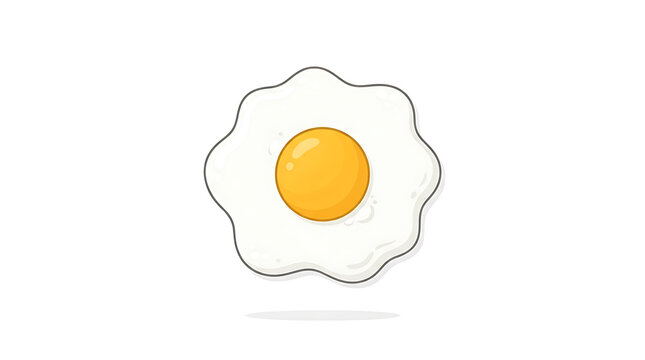 Flat illustration of a sunny side up egg on white background