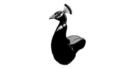 Obraz premium Elegant peacock bird silhouette profile detailed illustration isolated