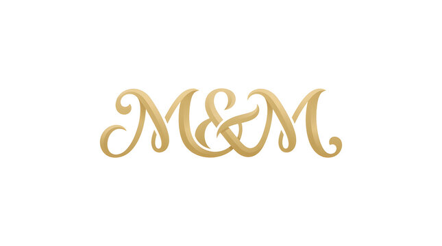 Elegant Gold M&M Logo on White Background