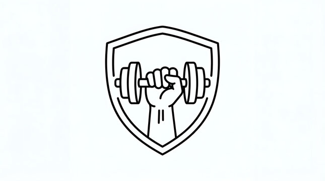 Shield icon with a lion face in a dark outline on white background