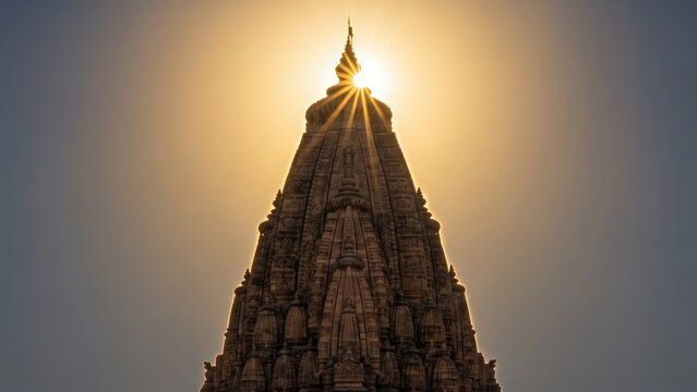 
Mahakaleshwar Temple Sunburst &ndash; Sacred Shiva Temple Spire