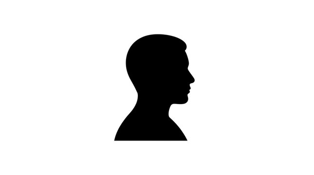 Silhouette of a man in profile on white background