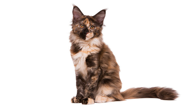 Tortoiseshell Maine Coon Cat Sitting