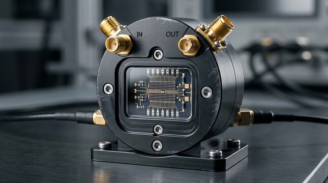 Precision optical modulator device for high speed fiber optic communication systems.