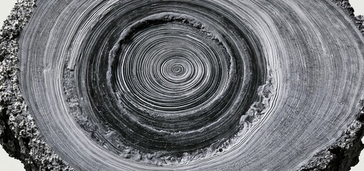 Fototapeta premium Concentric tree ring engraving displaying detailed natural textures ideal for eco-conscious design and branding.