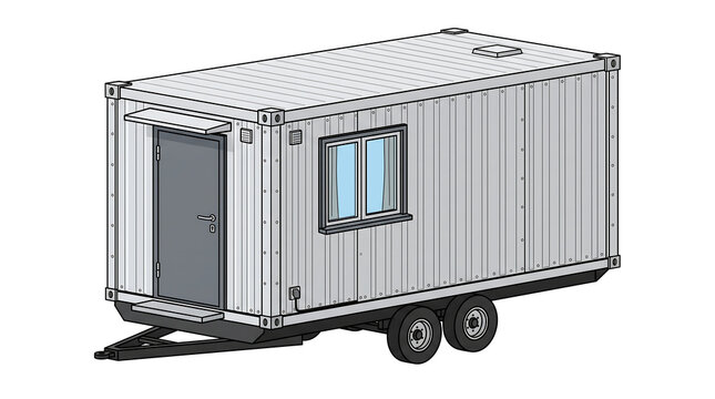 Mobile site office trailer on wheels design, Civil engineering presentation demonstration materials