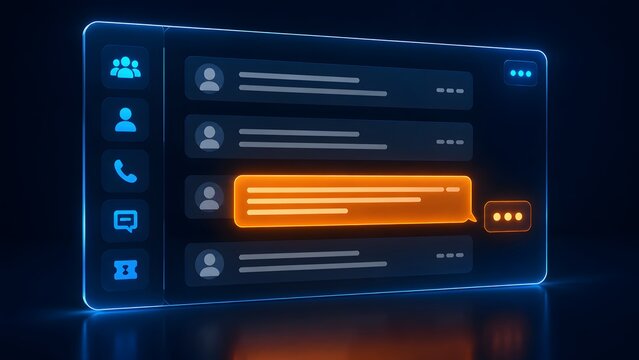 Customer messaging dashboard highlights an active chat conversation within a multichannel communication interface