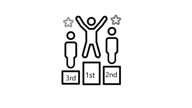 Winner on First Place Podium with Second and Third Place