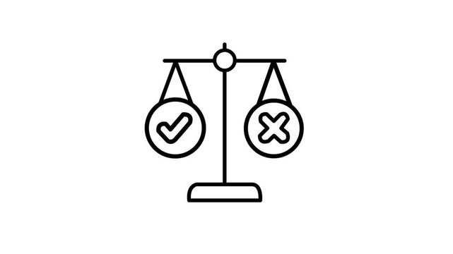 Balance Scale Check and X Mark Icon