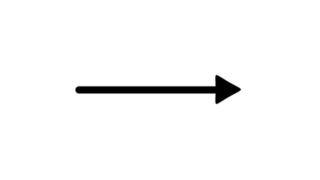 Arrow animation on transparent background, Indicator arrow animation on transparent background, Straight line animated arrow with alpha channel