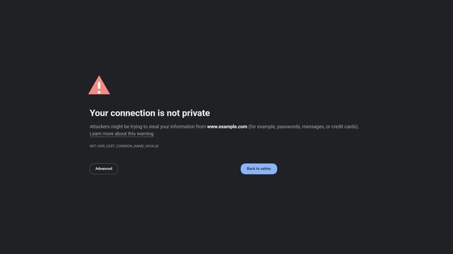 Browser Connection Not Private Warning Dark Theme Motion Graphic UI Animation