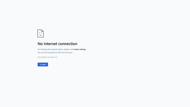 No Internet Connection Error Page Try Again Light Theme Motion Graphic UI Animation
