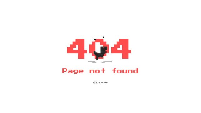 Pixel Art 404 Page Not Found Error Screen Animation Pixelated Web Interface Loading Graphic