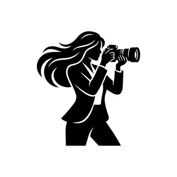 Female Photographer Silhouette Logo Vector Design
