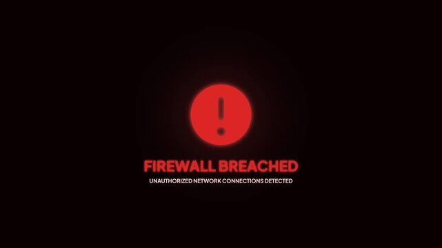 Firewall Breached Security Alert Screen Cyber Attack Tech Visual Loop Video