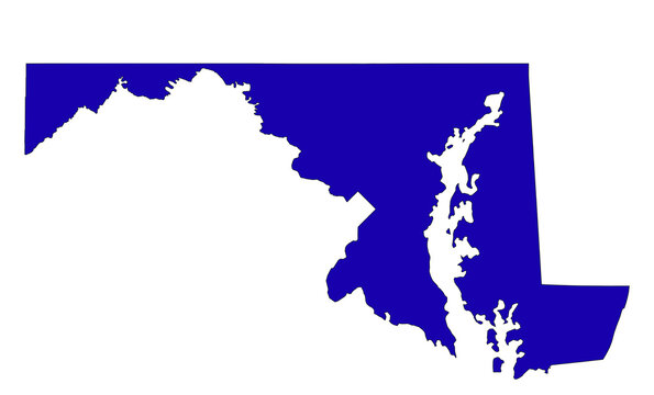 Maryland State Outline in deep indigo for map infographic and regional data design.