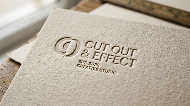Embossed paper logo mockup of cut out and effect creative studio with embossed