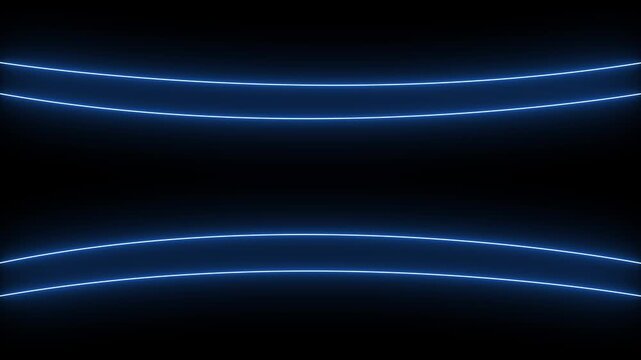 cyan blue neon curved lines futuristic technology loop background animation frame overlay.