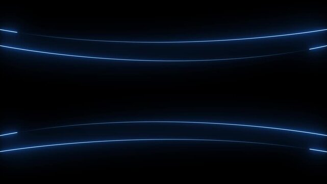 abstract glowing blue neon split curved lines futuristic technology loop background animation frame overlay.