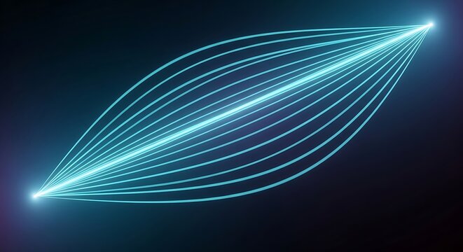Glowing blue light waves forming an abstract eye shape design