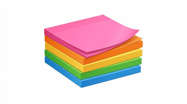 A stack of colorful sticky notes isolated on white background.