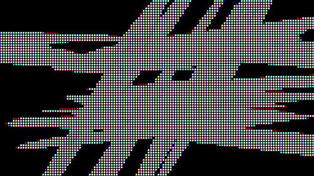 Background loop with Pixelate dot matrix with animation as led wall tile. Loop animation of multicolor bright abstract background.