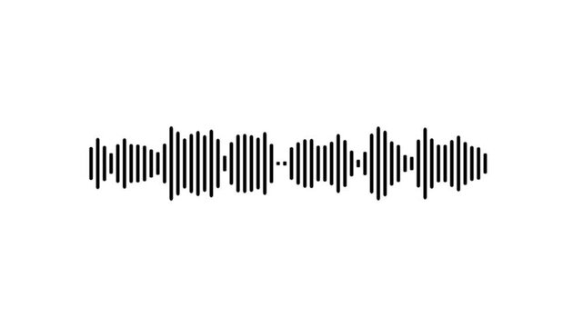Abstract White on black sound waves background. White audio waveform spectrum animation,