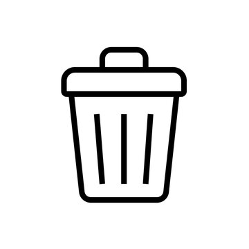 Black line icon of a simple trash can for deleting files and removing items from a computer or mobile device interface Vector, illustration