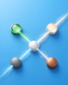 Five distinct energy nodes connected by one adaptive bidirectional grid with clear separation for clean energy, electrification, grid modernization and climate-investment campaign