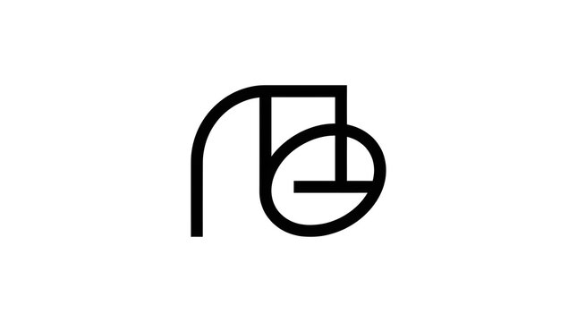 Minimalist abstract monogram logo combining curved and straight geometric lines into a distinctive modern symbol. Black line art isolated on a white background for clean branding and identity applicat