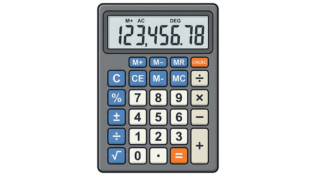 Detailed Pixel Art Representation of a Vintage Calculator Displaying Numerical Values With Buttons For Operations And Clear Functions