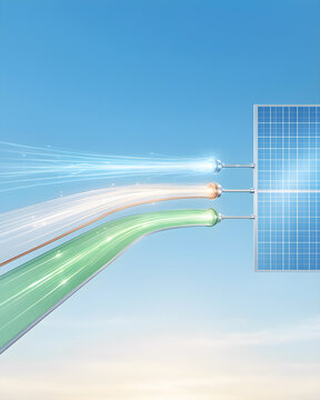One energy stream dividing into three distinct demand bands and rejoining a balanced grid for clean energy, electrification, grid modernization and climate-investment campaign